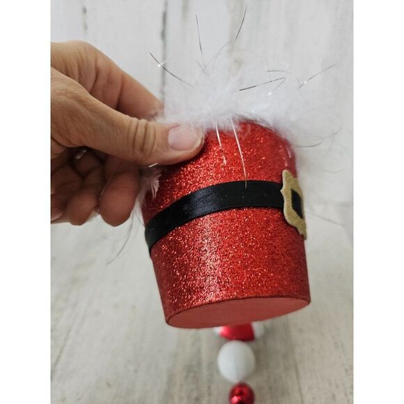 Santa bucket ornament feather glitter red ornament Xmas set tree - Picture 2 of 13